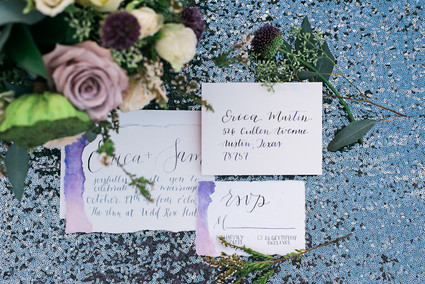 Romantic hand-lettered wedding invitation suite