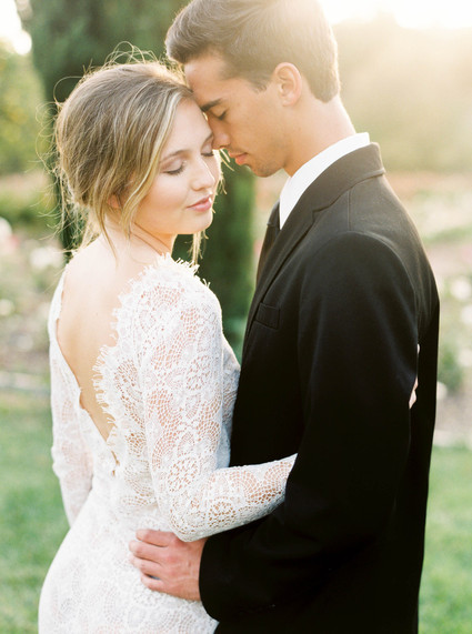 Romantic outdoor wedding portrait