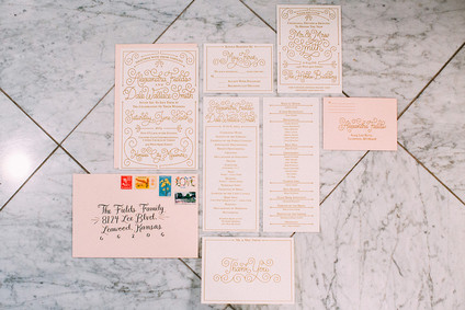 Blush wedding invitation suite