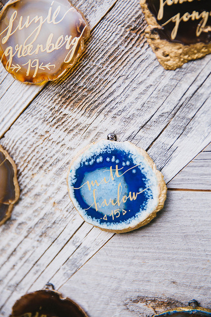 Gold calligraphy escort card