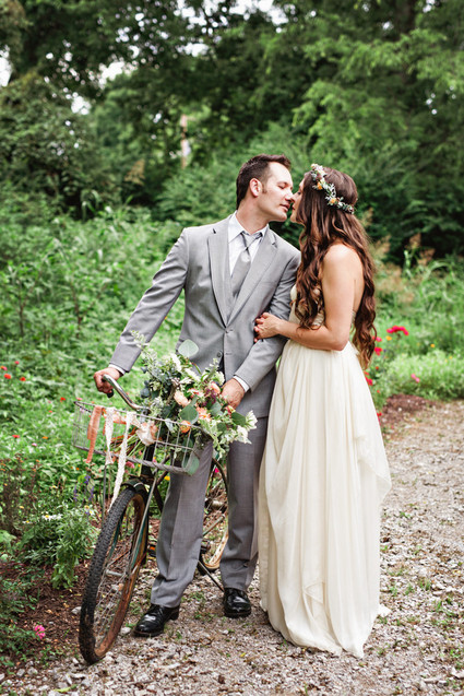 Wildflower fields wedding portrait