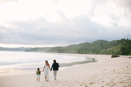 Beach wedding family portrait
