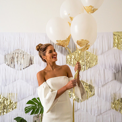 Gold and white balloons