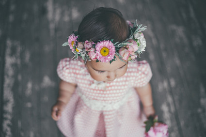 little girl and flower crown
