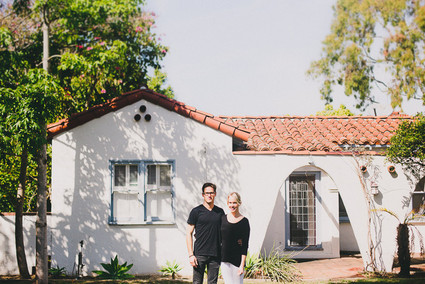 At home fall engagement portrait