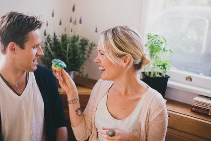 At home fall engagement portrait
