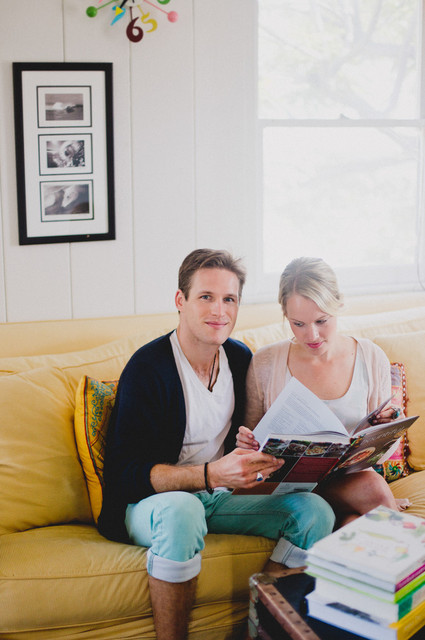 At home fall engagement portrait