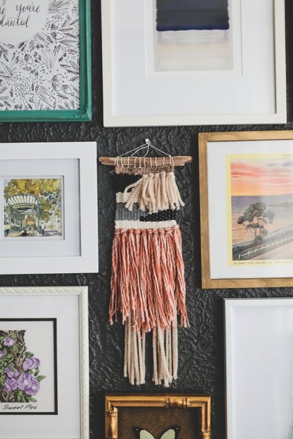 gallery wall on black