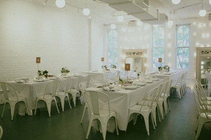 Modern white New York City wedding reception