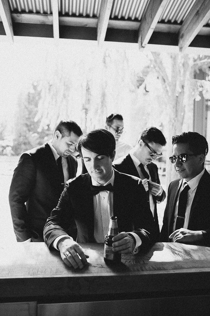 Black and white groom portrait