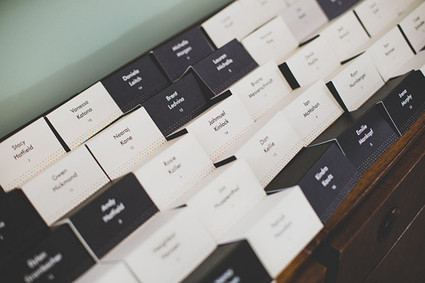 Black and white escort cards