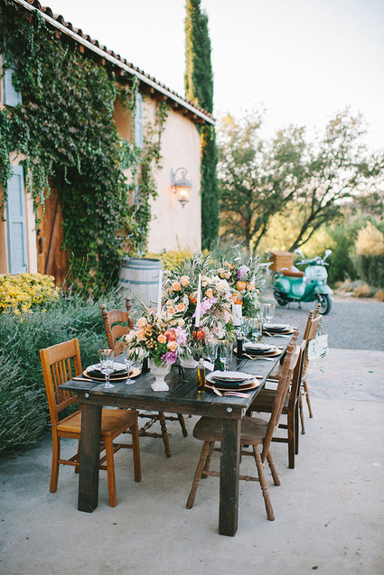Tuscan vineyard wedding tablescape