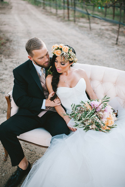 Tuscan vineyard wedding portrait