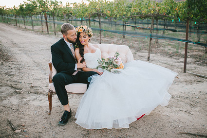 Tuscan vineyard wedding portrait