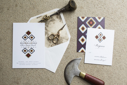 Bohemian wedding invitation suite