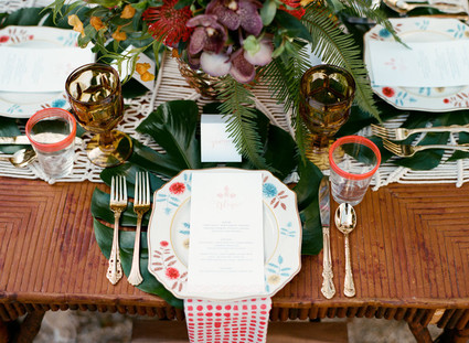 Tropical wedding place setting