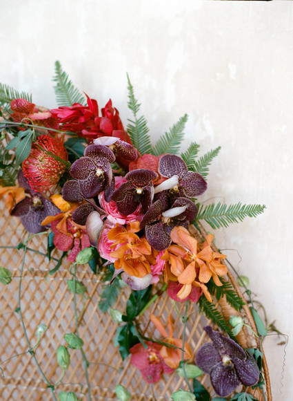 Tropical fall wedding florals