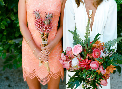 Tropical fall wedding florals