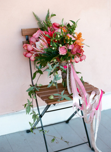 Tropical fall wedding florals