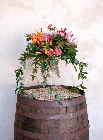 Tropical fall wedding florals