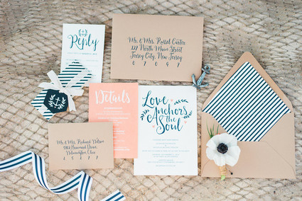 Nautical wedding invitation suite