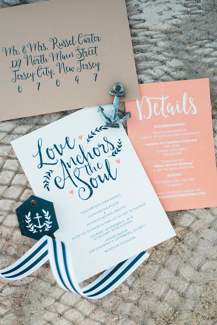 Nautical wedding invitation suite