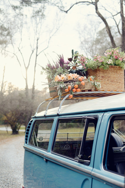 VW bus with flowers
