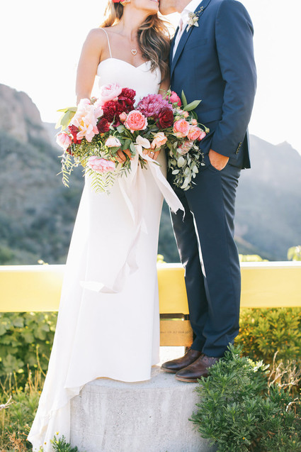 Romantic Saddle Rock Ranch wedding portrait