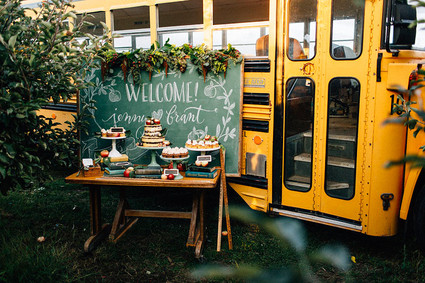 Rustic, vintage fall wedding dessert table