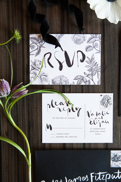 Industrial modern winter wedding invitation suite