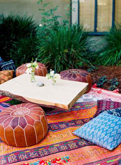 Backyard fiesta wedding lounge area