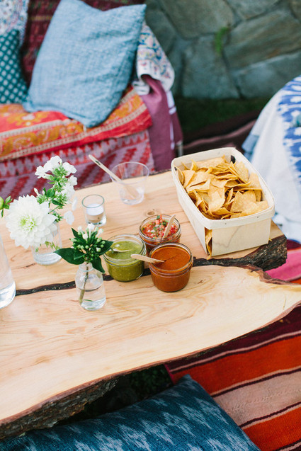 Backyard fiesta wedding lounge area