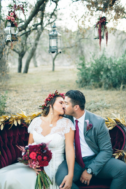 Moody forest wedding portrait