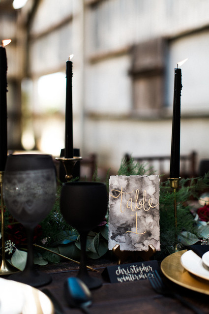 Gold calligraphy table numbers