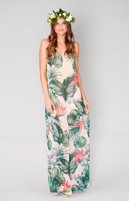 Tropical bridesmaid gown