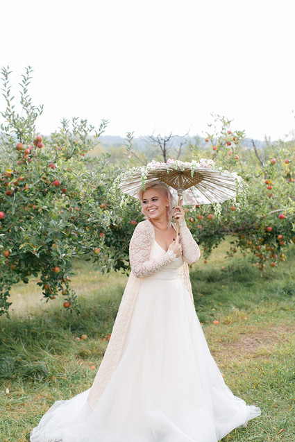 Apple orchard bridal portrait