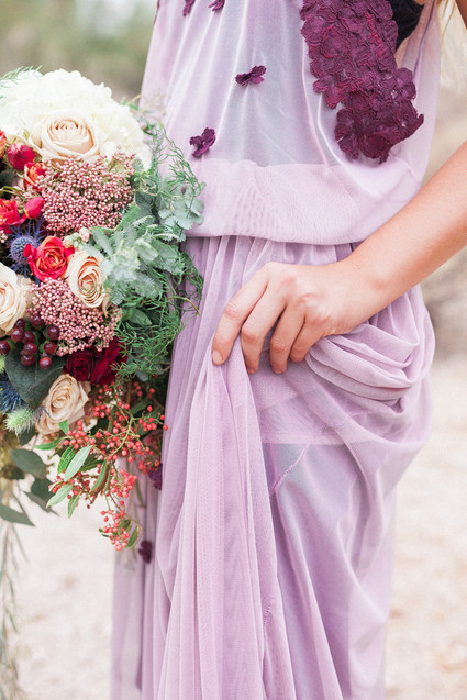 Hand-dyed maroon chiffon gown