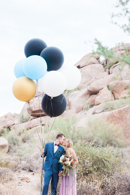 Whimsical desert wedding portrait