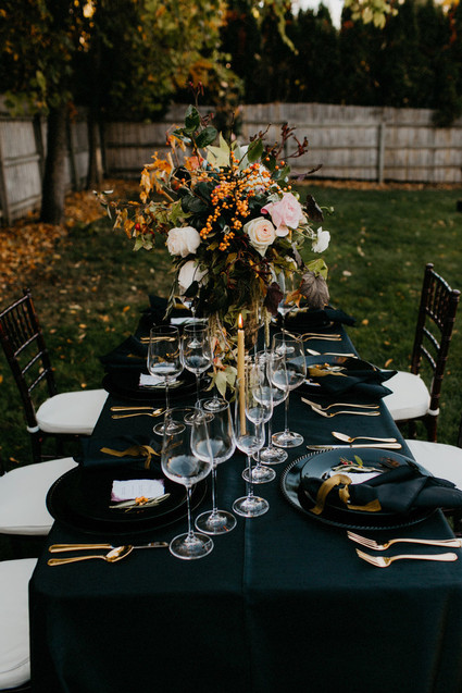 Moody fall wedding tablescape Inspiration