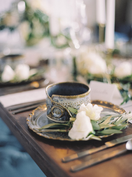 Winter blue wedding place setting Inspiration