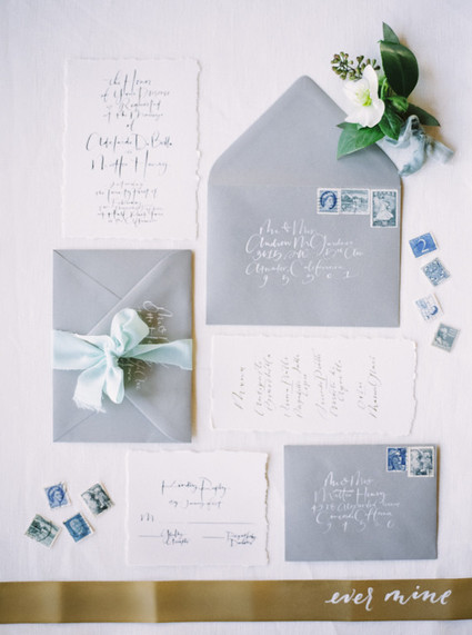 Winter blue wedding invitation suite