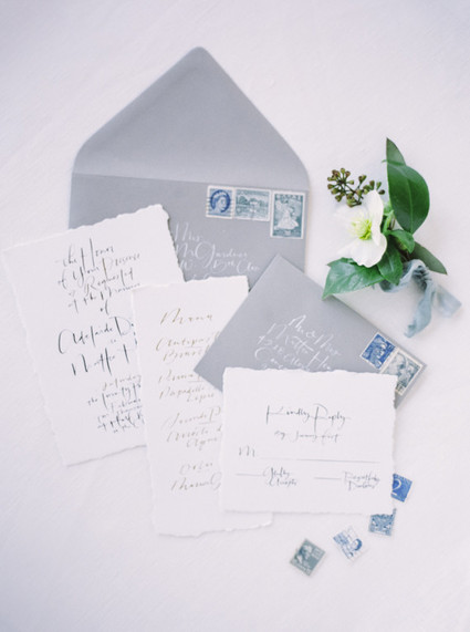 Winter blue wedding invitation suite