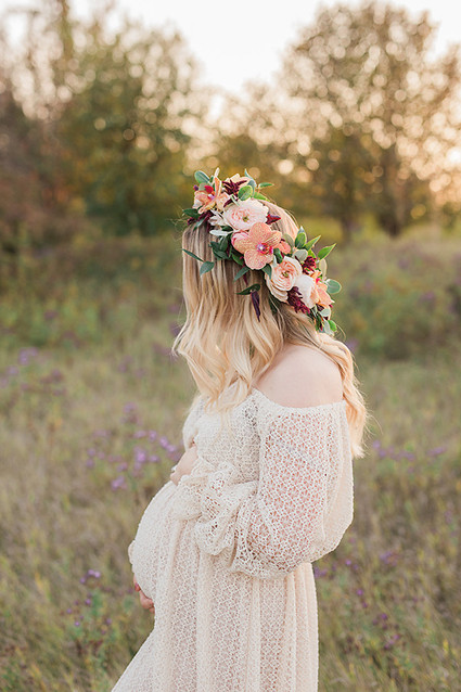 Flower crown maternity photos
