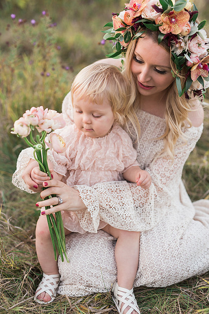 Flower crown maternity photos