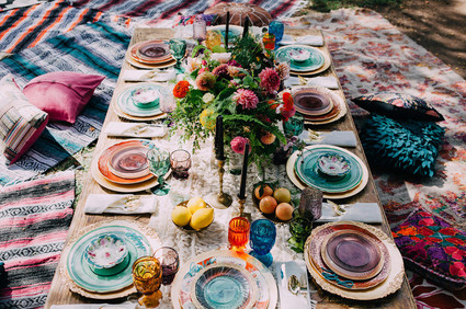 Bohemian bridal shower tablescape