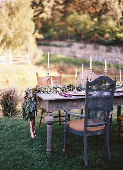 Fall bohemian wedding tablescape