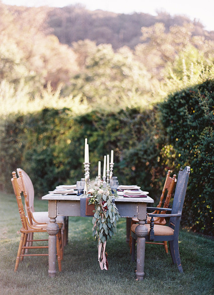 Fall bohemian wedding tablescape