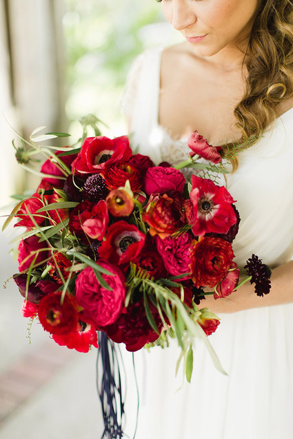 Red anemone bridal bouquet