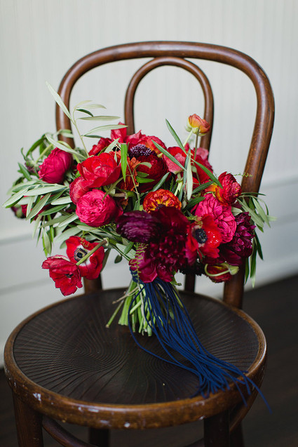Red anemone bridal bouquet