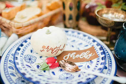 Mini pumpkin place card